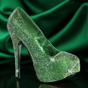 Teeze-By Bordello Green Rhinestone 6" Heels SIZE 7